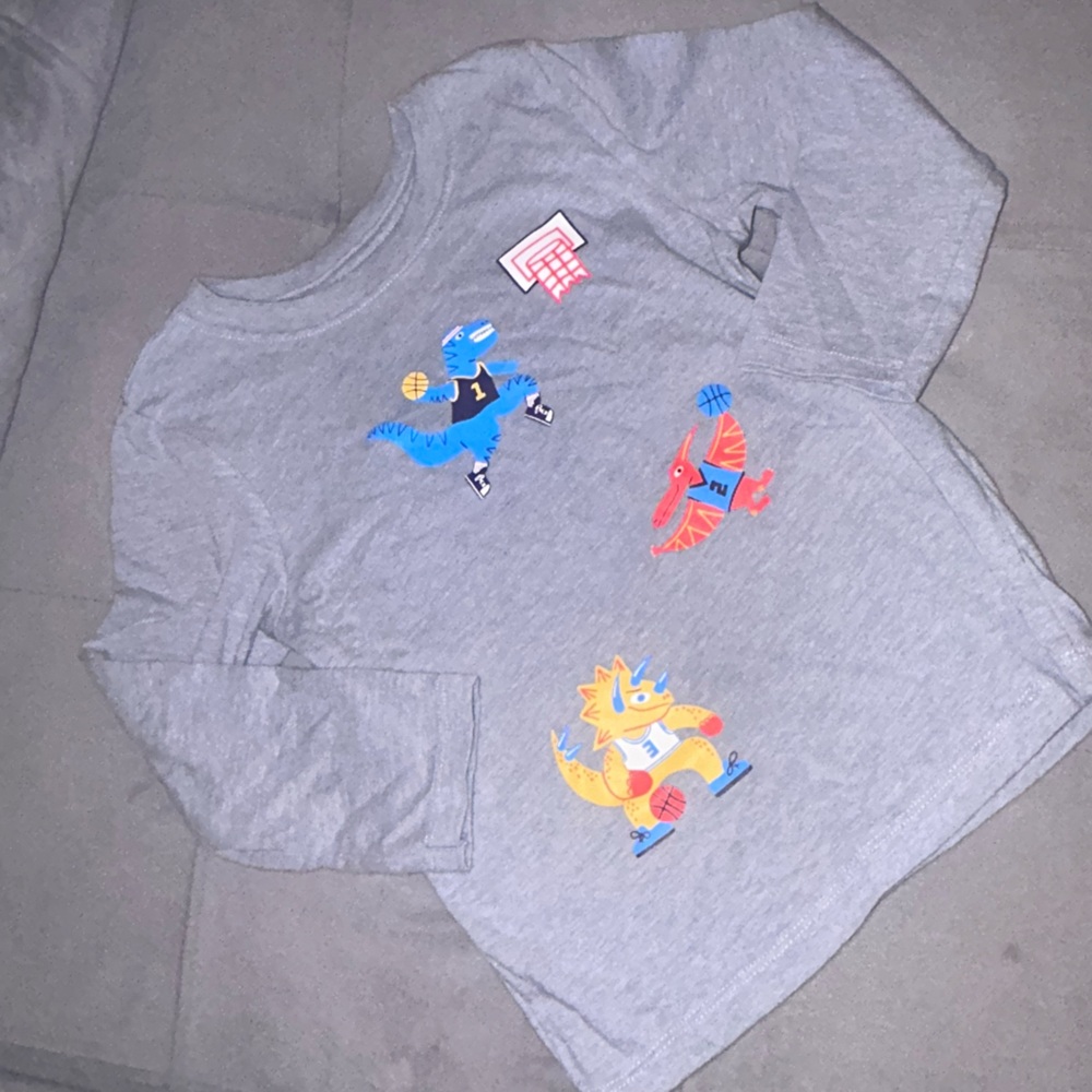 Cat & Jack Kids Dinosaur Long Sleeve Shirt - Gray SZ 3T